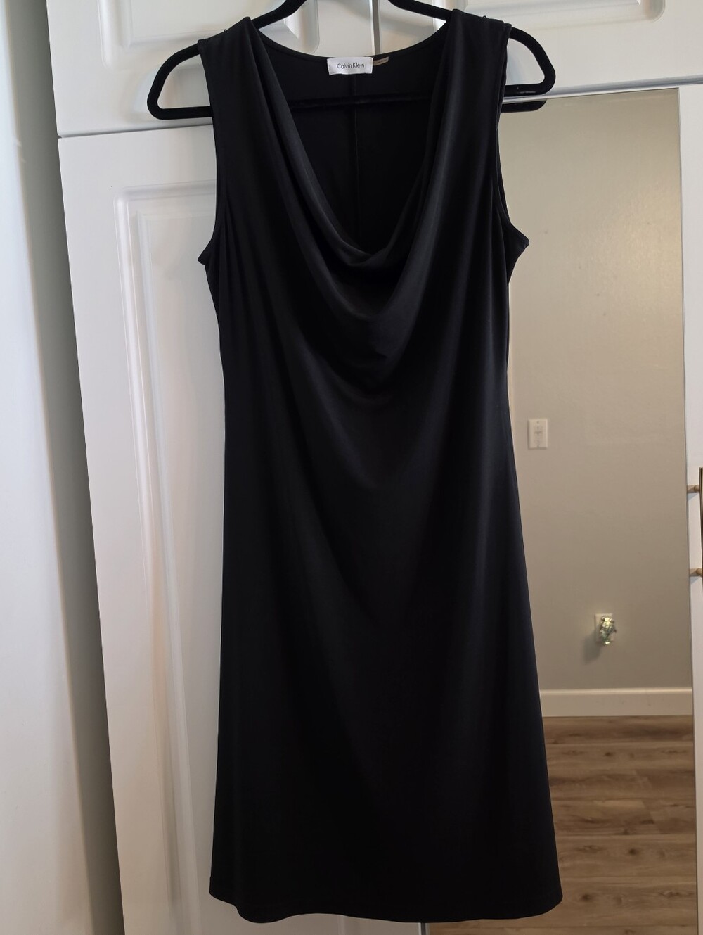 Calvin Klein Black Sleeveless Cowl-Neck Sheath Dress